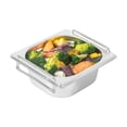 thumbnail image 2 of Restaurantware-Met Lux 7 Inch x 6.4 Inch x 2.5 Inch Steam Table Pan, 1 One Sixth Hotel Pan - Anti-Jam, Deep, Silver Stainless Steel Table Pan, With Collapsible Handles, For Parties Or Events, 2 of 11