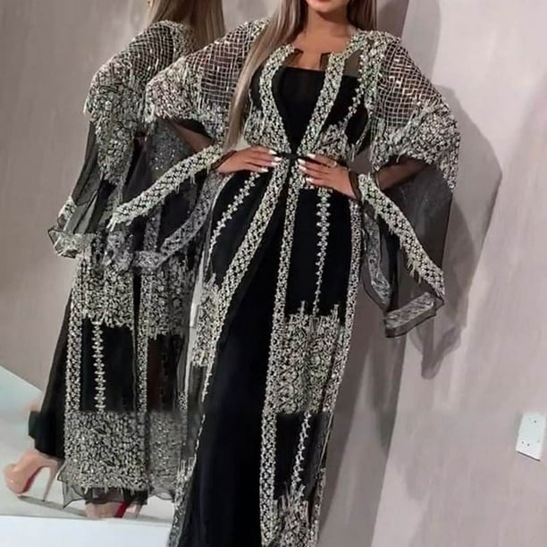 Vestido bronceado sexy para mujer, vestido largo con chal, vestido de noche para banquete