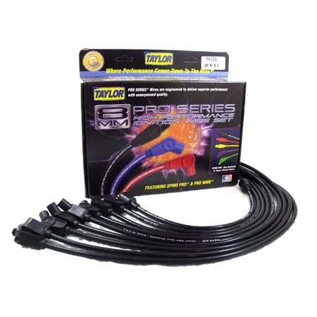 Taylor Wire / Vertex 74062 TAY74062 8MM SPIRO-PRO CUSTOM 8 CYL BLACK Fits select: 1970 FORD MUSTANG MACH I, 1972 FORD GRAN TORINO