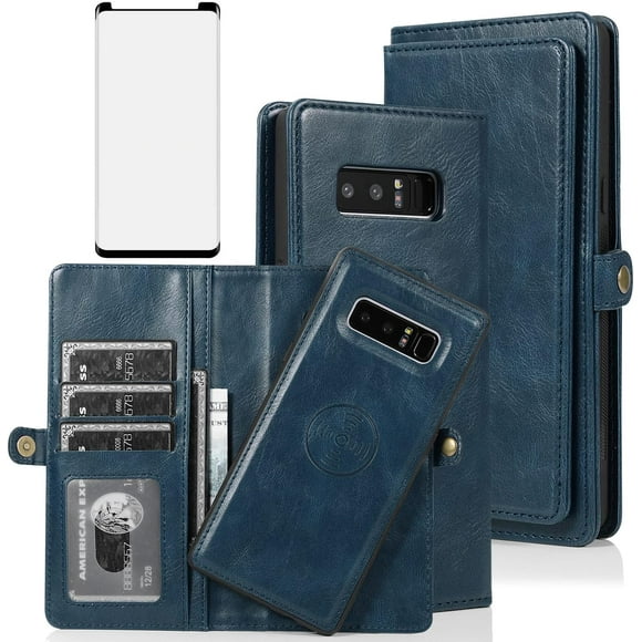 MYKOMI Phone Case for Samsung Galaxy Note 8 Wallet Detachable Cover with HD Screen Protector and Flip Credit Card Holder Cell Accessories Glaxay Note8 Not S8 Galaxies Gaxaly Women