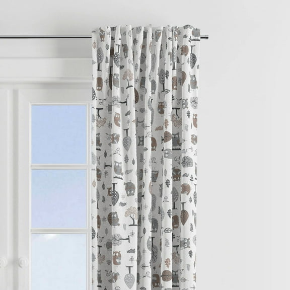Owls in the Woods Beige/Grey Window Treatments Curtain Panel/Valance