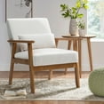 thumbnail image 2 of Miniyam Corduroy Mid-Century Modern Accent Chair,Leisure Chair with Solid Wood Armrest and Feet,Living Room Reading Chair,Beige, 2 of 9