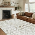 thumbnail image 2 of Area Rug 5x7 Khaki, Washable Boho Large Living Room Rugs Non-Slip, Ultra Soft Geometric Traditional Farmhouse Carpet for Dining Room Bedroom Dorm Office Home Décor, 2 of 5