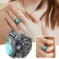 thumbnail image 2 of Moda Anillo de acero inoxidable de turquesa Anillo de pareja Joyería Propuesta de cumpleaños Anillos de compromiso nupcial, 2 of 6