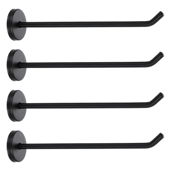 Uxcell 4 Pack 7.9 Inch Coat Hooks, Stainless Steel Long Nose Wall Mount Hook, Robe Towel Hangers with Screws for Livingroom Bathroom Closets and Wardrobe, Black