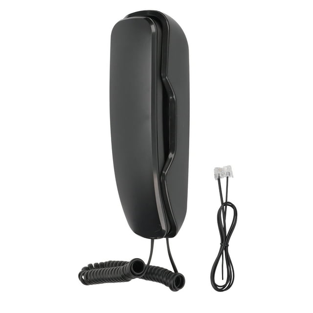 Teléfono montado en la pared, rellamada, función silenciosa, teléfono con cable para el hogar, oficina, hotel, negro