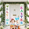 thumbnail image 2 of Welcome Bunny Porch Sign Banner,2pcs Happy Easter Door Banner Decoration Mouse Theme Bunny Easter Front Door Welcome Sign Hanging Banner for Spring Theme Easter Supplies, 2 of 4