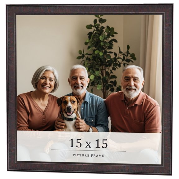 15x15 Rustic Brown Real Wood Picture Frame Width 0.75 inches | Interior Frame Depth 0.5 inches |