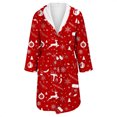 thumbnail image 4 of Women's Fleece Plush Robe Long Warm Plush Bathrobe Loungewear Jacket Printed Comfort Robe, 4 of 5