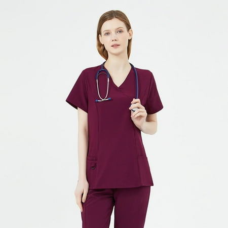 

Steven & Mom Women Stretchy Cool Medical Nurse Uniform Scrub Top ( Y-Neck)