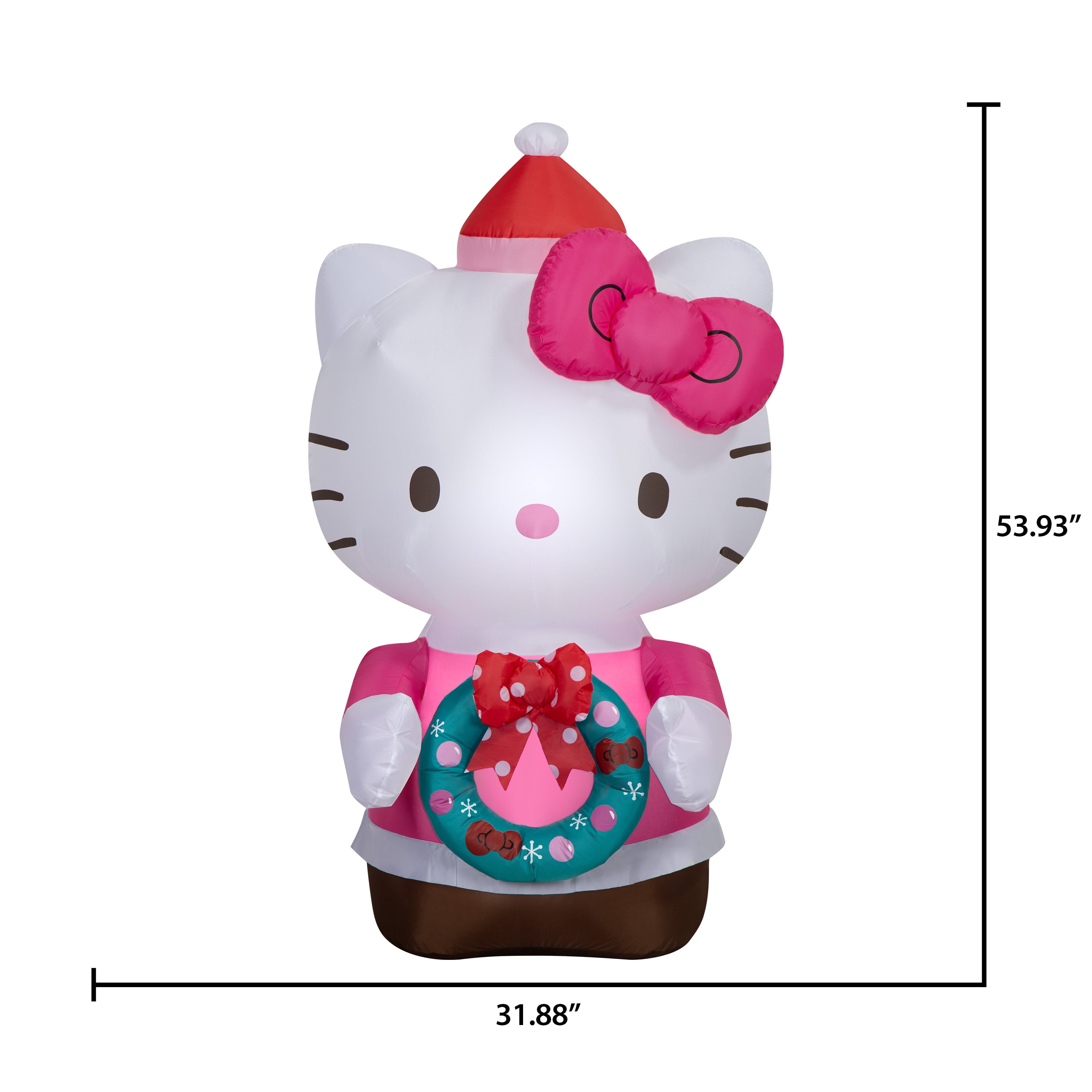 4.5 ft Hello Kitty in Dress Christmas Airblown Yard Inflatable, Multicolor, by Sanrio