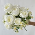 thumbnail image 3 of Artificial Rose Bush, Artificial Rose Flower Pick, Fake Roses Artificial Flowers with Long Stems Realistic Faux Silk Rose Bouquets for Wedding Floral Arrangements Party Valentines Day, 3 of 5