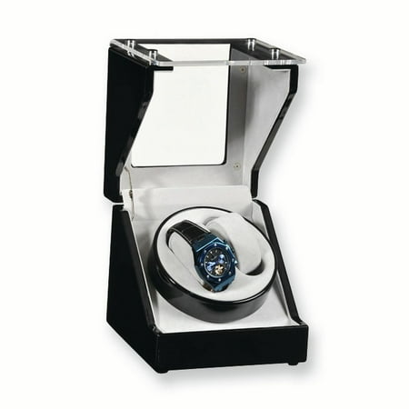 Two Slot Watch Winder - Black Gloss Finish 1-Turntable Winder for 2 Watches GM3783