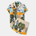 thumbnail image 2 of VBTAPA Men's Hawaiian Matching Set Summer Beach Outfits 2 Piece Flower Tropical Short Sleeve Button Down Shirts and Shorts Suits Green XXL, 2 of 10
