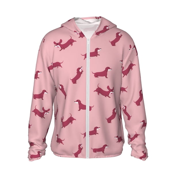 Balery Dachshund Dog Puppy Sudadera ligera de manga larga con capucha y protección solar UPF 50+ para hombre y mujer, ideal para pesca y running-Large