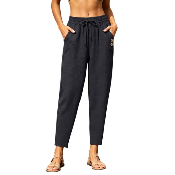 Sevevn Women’s High-Waisted Ankle-Length Tapered Pants Versatile Casual & Work Trousers with Side Pockets
