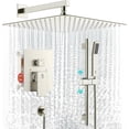thumbnail image 4 of Shower System with Rain Showerhead  Square Handheld Showerwith Slide Bar and Hose  Wall Mounted Shower Faucet Set Included Valve and Trim Kit  Brushed Nickel, 4 of 6