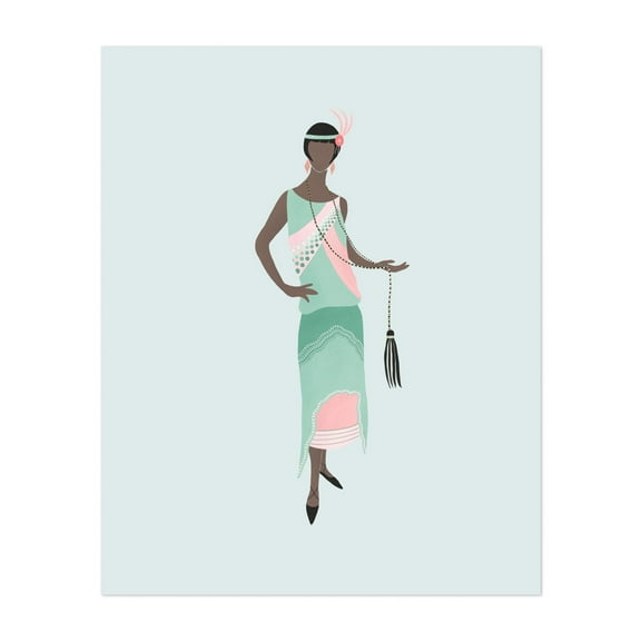 1920s fashion icon - Illustration Art Deco Fashion Vintage Retro Geometric Unframed Wall Art Print 8 x 10 inches