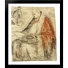 Study of a Seated Bishop Reading a Book on his Lap 28x32 Large Black Wood Framed Print Art by Jacopo Bassano