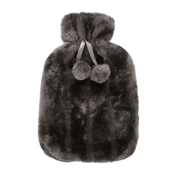 Plush Hot Water Bottle Cover Winter Hot Water Bag Case for Women (Dark Grey)