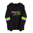 thumbnail image 4 of Byworldtasic Mardi Gras Outfit for Women Embroidery Hooded Sweatshirt Party Carnival Long Sleeve Tees Tops, 4 of 5
