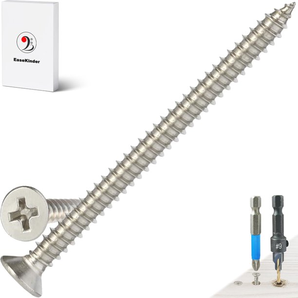 Tornillos para madera EaseKinder 304 de acero inoxidable #6 x 2 (50 unidades)