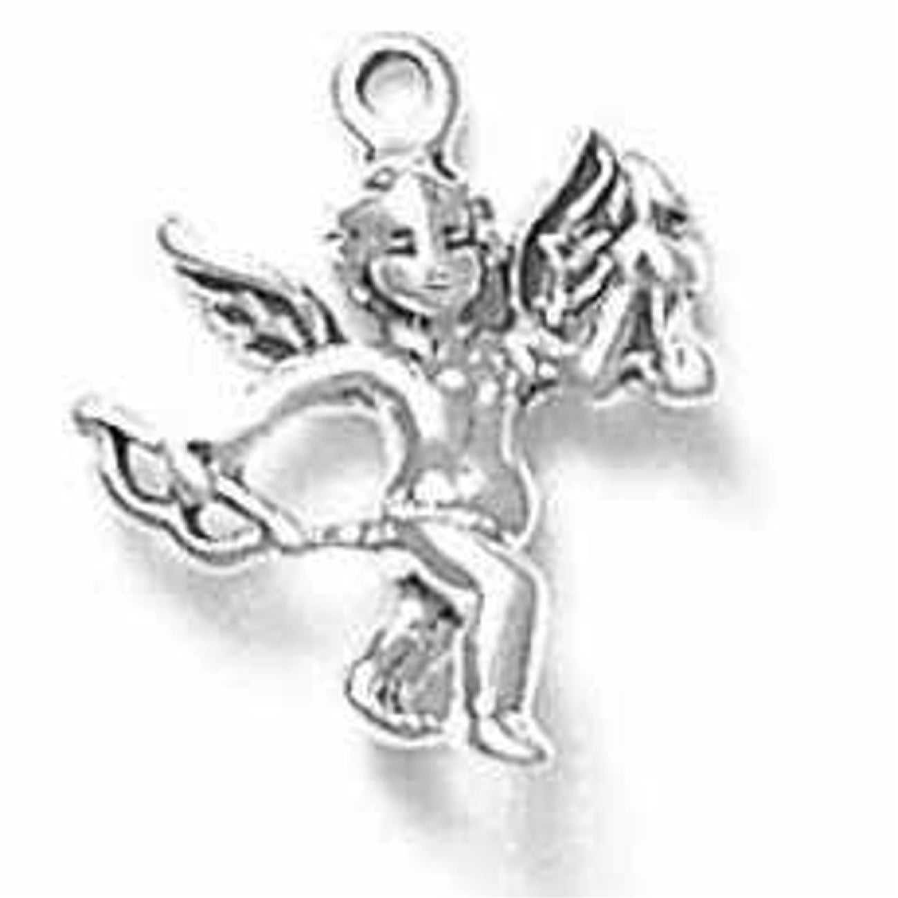 Rhodium Plated 925 Sterling Silver Cupid Angel Charm