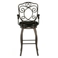 thumbnail image 3 of Linon Jurgens 30" Round Metal High Back Bar Stool, Matte Bronze/Dark Brown Faux Leather, 3 of 7