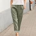 thumbnail image 2 of MOJOGO Women's Casual Pants Striped Rolled Cuffs Ankle Pants Lightweight Elastic Waist Palazzo Pants Spring Summer Trousers S, 2 of 5