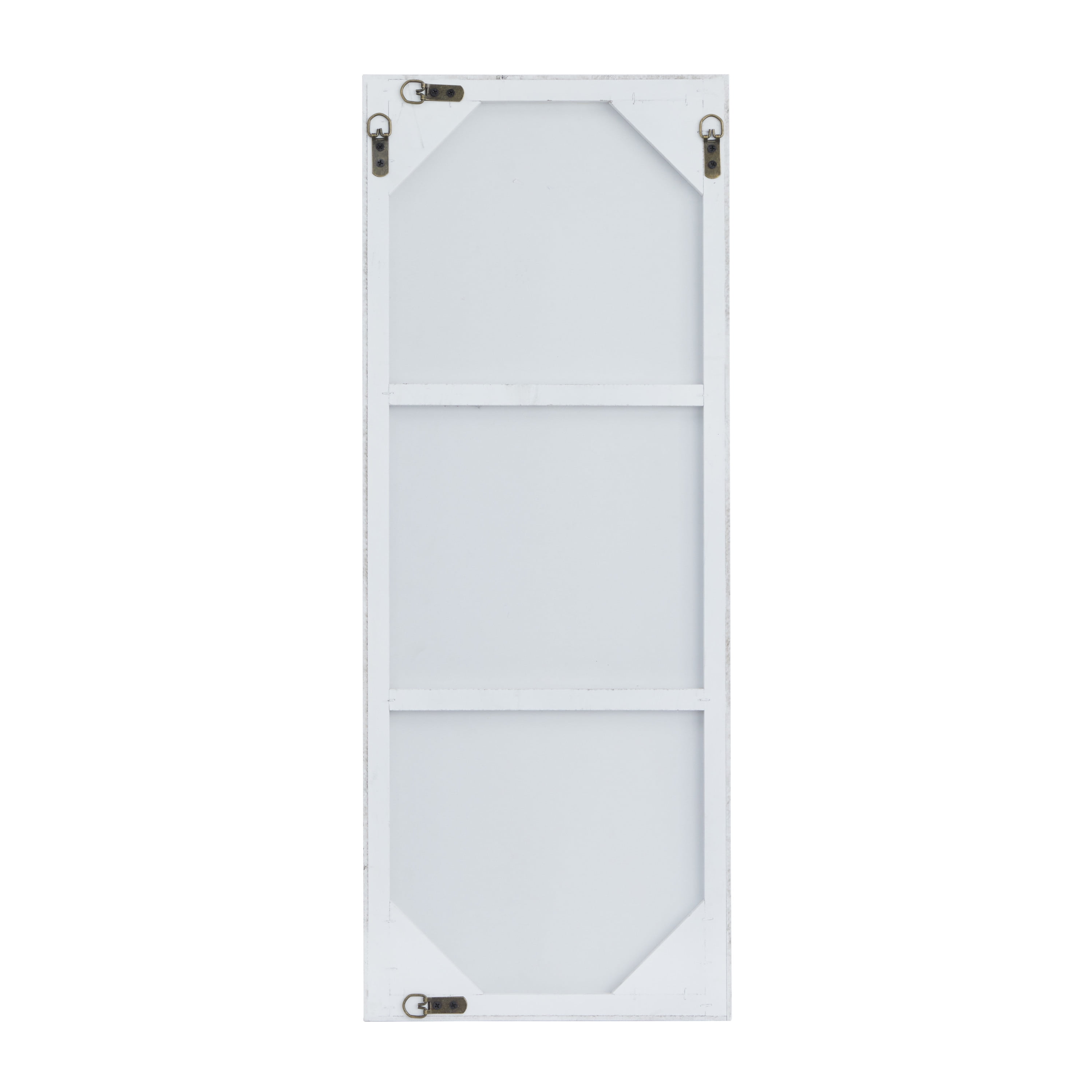 DecMode 14" x 36" White Wall Mirror with Thin Frame