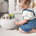 thumbnail image 5 of Storage Basket, Kvago Cute Round Woven Baskets with Handles, Small Cotton Rope Basket Decorative Organizer for Living Room, Nursery (All White, 9.84" x 9.06" x 8.27" ), 5 of 7