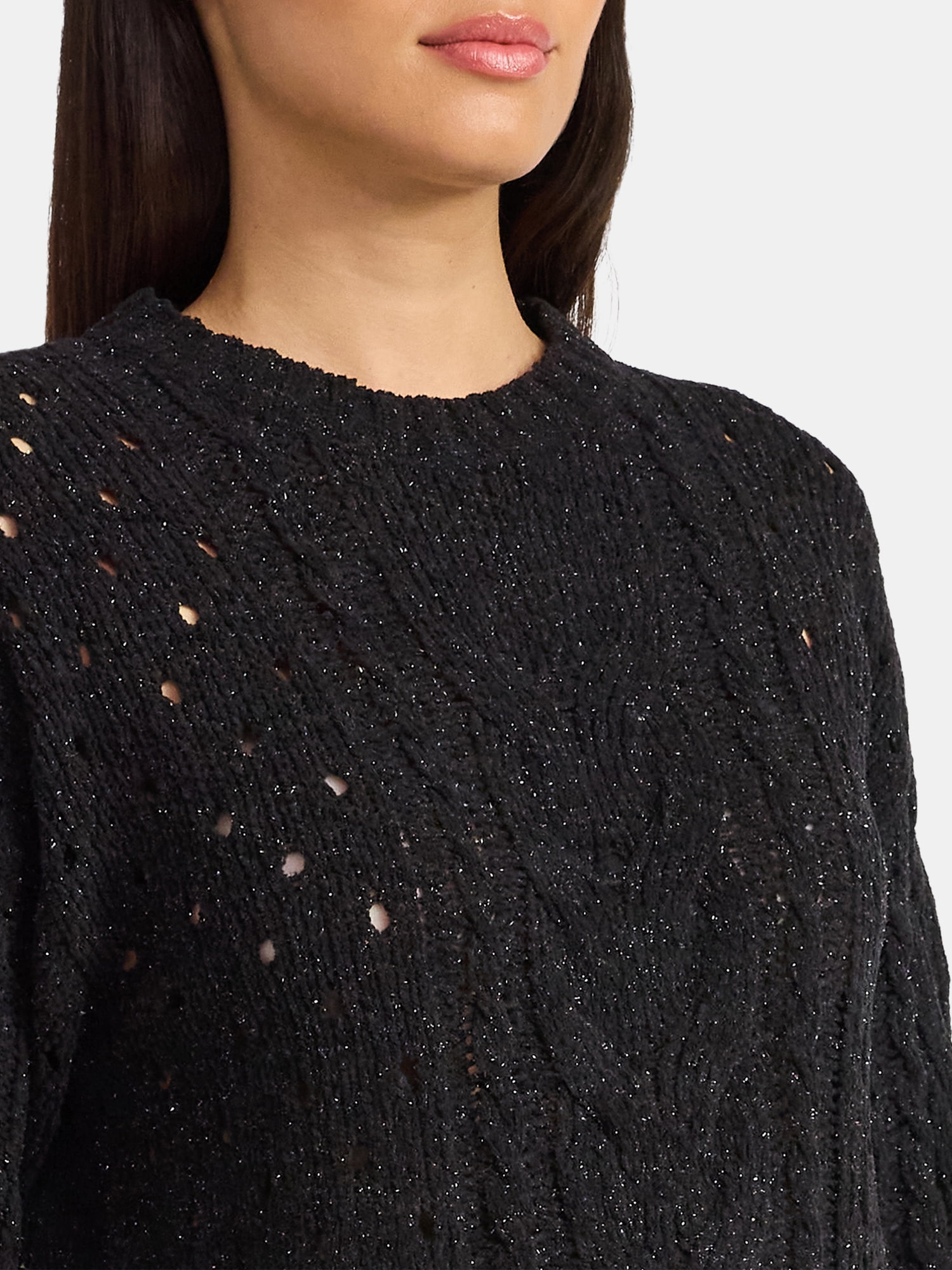 Time and Tru Women's Cable Knit Pullover Sweater with Long Sleeves, Midweight, Sizes XS-XXXL