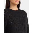 thumbnail image 4 of Time and Tru Women's Cable Knit Pullover Sweater with Long Sleeves, Midweight, Sizes XS-XXXL, 4 of 5