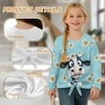 thumbnail image 6 of Xixirimido Cow Daisy Flower Blue Pattern Girls Casual Tunic Tops Tie-hem Long Sleeve Loose Soft Blouse T-Shirt Cute Graphic Girls Shirts, Size 5-6, 6 of 7
