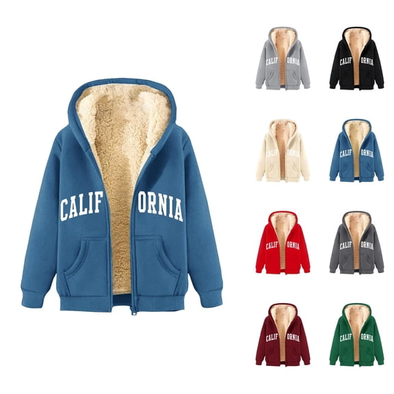 Fleece Lined Hoodies for Women 2025 Zip Up Thick California Hoodie Jacket with Pockets Hooded Sweatshirt Pullover Tops