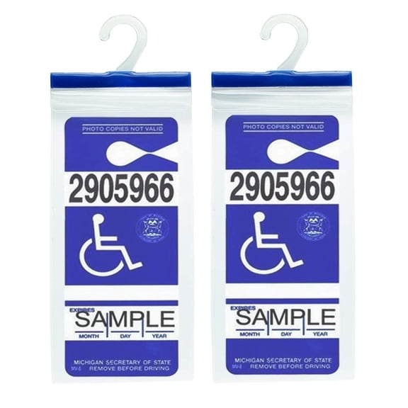 2Pack Handicap Parking Placard Holder - Disabled Parking Permit Holder Hanger Sleeve with Larger Hook