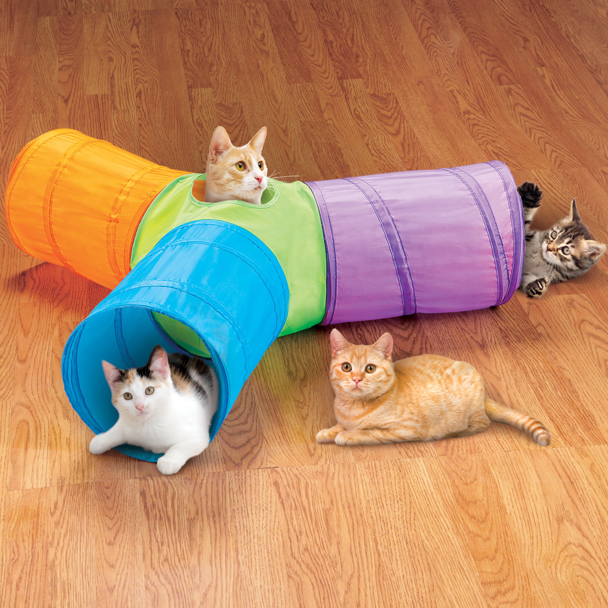 3 Way Pop Up Cat  Tunnel with Hanging Toys  Entertainment 