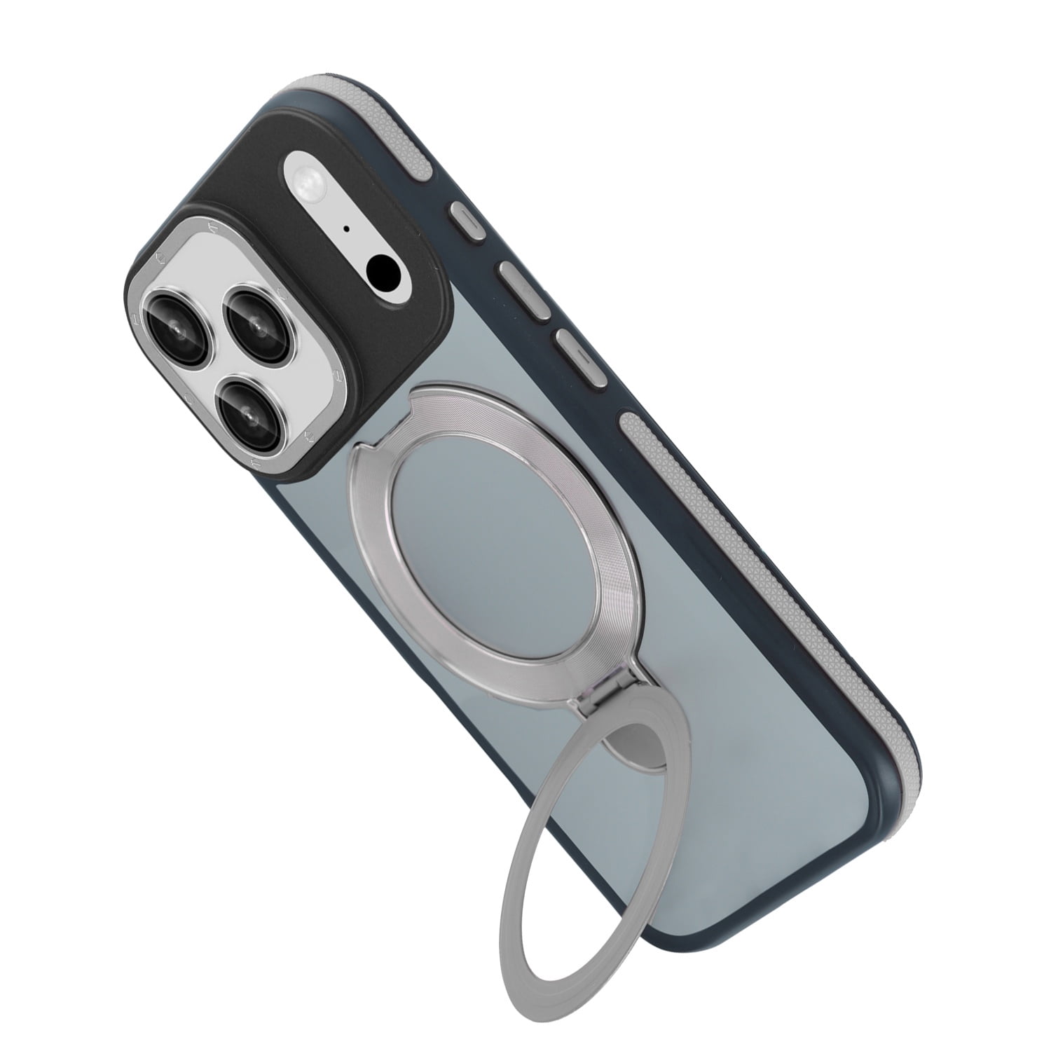 Anti-Fingerprint Matte Transparent Case with Kickstand for iPhone 17 Pro Max - Grey