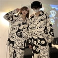thumbnail image 4 of Sleepwear Korean Couples Pajamas Spring and Autumn Women‘s Pajamas Long-sleeved Trousers Cartoon Homewear V-neck Pajama Sets, 4 of 7