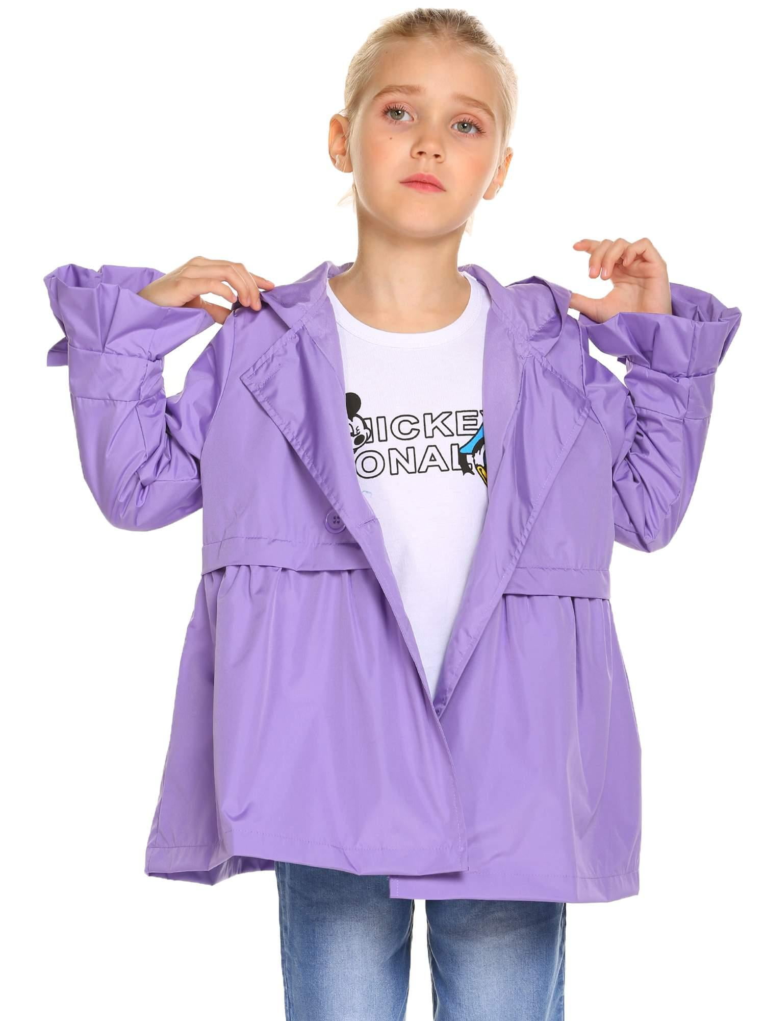 Purple,3-4Y Baby Girls Kid Waterproof Hooded Coat Jacket Outwear Raincoat