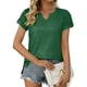 thumbnail image 1 of Minnieouse Verano plisado manga corta Color sólido empalme cuello en V camiseta Casual básico Tops camisas femeninas camisetas diarias para Prendas para la parte del cuerpo Verde SG, 1 of 6