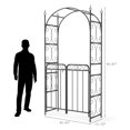 thumbnail image 6 of Pinypikaka 8 FT Garden Arch Arbor with Gate, Garden Archway for Wedding Ceremony Decoration, Steel Arbor Trellis for Climbing Plants, Roses, Vines, Arch Stand for Lawn, Patio, Backyard, 6 of 7