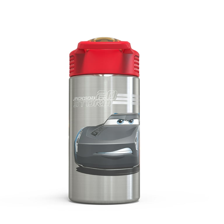 Zak Designs CRSG-S730 3 Stainless Steel Reuseable Water Bottle, 15.5oz, Cars 3