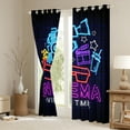 thumbnail image 3 of Manfei Cartoon Popcorn Cinema Blackout Curtains,Moive Time Curtains Pack of 2 (38x45 Each),Purple Blue Black Window Curtains For Kids,Ultra Soft Home Decor, 3 of 6