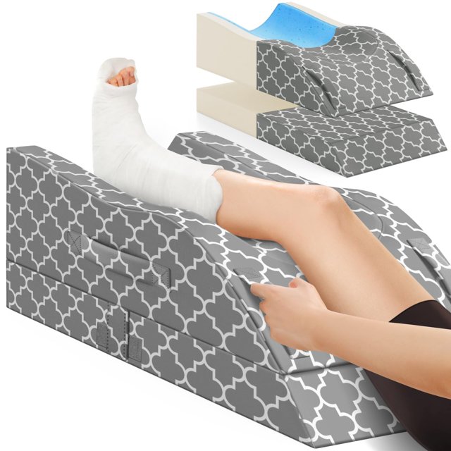 Almohada para piernas CloudBliss, espuma viscoelástica ajustable y refrescante, color gris