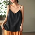 thumbnail image 4 of Fanxing Black Linen Cotton Camisoles for Women L Dressy Casual Sleeveless V Neck T Shirts Loose Fitting Flowy Tunic Tank Tops （Women's M-3XL, 4 of 6