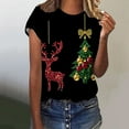 thumbnail image 2 of Women's Christmas Shirts Funny Christmas Tree Print Tee Shirts Crew Neck Top Short Sleeve Pullover Sweater Blouses Side Split Christmas Tops, 2 of 4