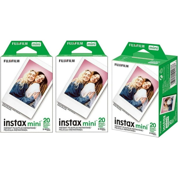 Fujifilm Instax Mini Instant Film Blanco 60 hojas de papel fotográfico en color para cámaras Fuji Mini 9, Mini 8, Mini 7s, Mini 8+, Mini 70, Mini 90, Share Printer SP-2, SP-1, Polariod 300
