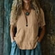 thumbnail image 2 of Vestidos Casuales Para Mujer, Blusas De Mujer De Moda Camisa de botones lisa de moda para mujer, blusa holgada con cuello en V para mujer, 2 of 6