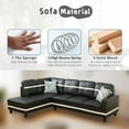 thumbnail image 3 of Wzlam Faux Leather 2 Piece Sofa Set with Chaise, L Shaped Sectional Couch Living Room Sofa for Bedrooms, Apartments and Offices, Black and White(Facing Left Chaise), 3 of 6